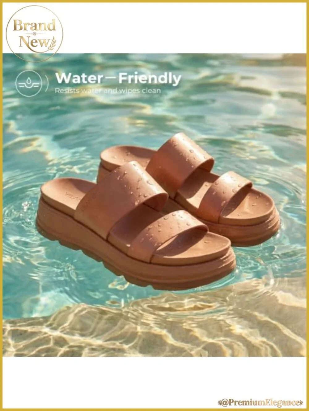 Women's Platform Slide Sandals 2 Inch Chunky Double Strap Slip-On Cushioned